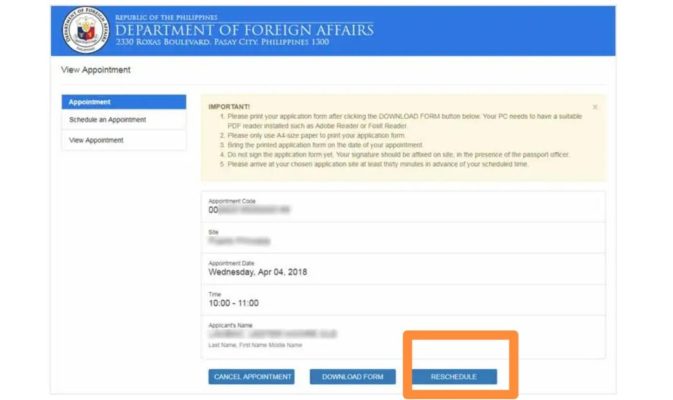 How Do I Cancel Or Reschedule A Dfa Passport Appointment?